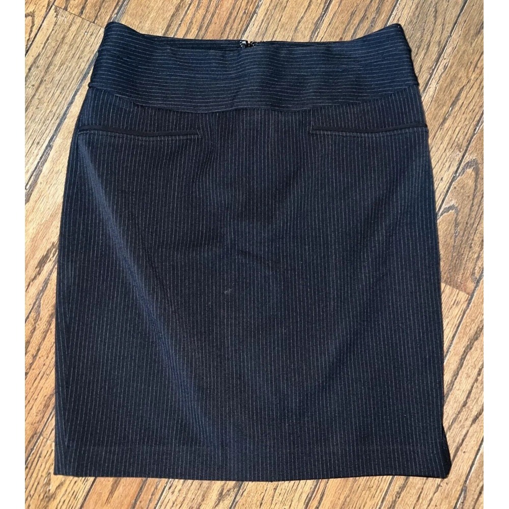 Vivienne -Vivienne Tam Black Gray Pinstriped Pencil Skirt Size 6 Back Zip & Slit